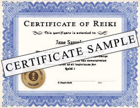 Certificate / Diploma of Reiki - Blue