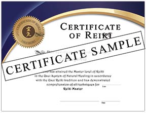 Certificate/ Diploma of Reiki - Blue/Gold